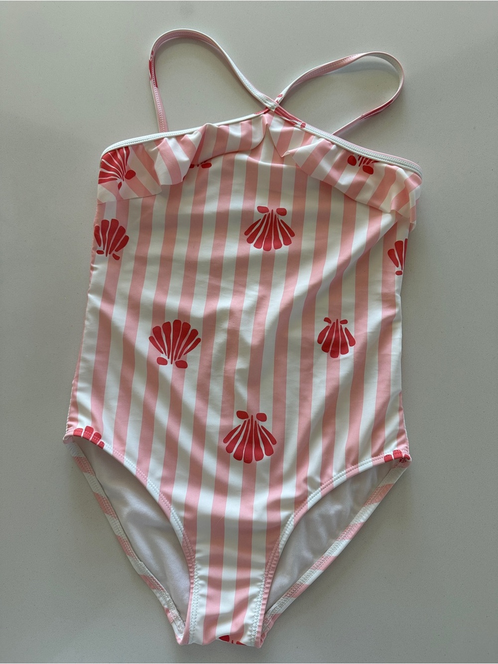 Carters Kids Pink Stripe Shell Print One-Piece Swimsuit